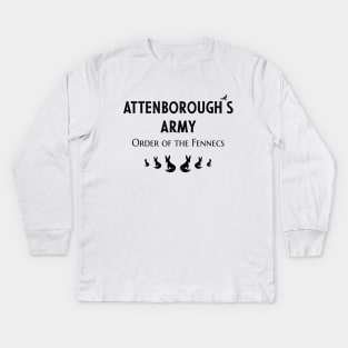 Attenborough’s Army: Order of the Fennecs (White) Kids Long Sleeve T-Shirt